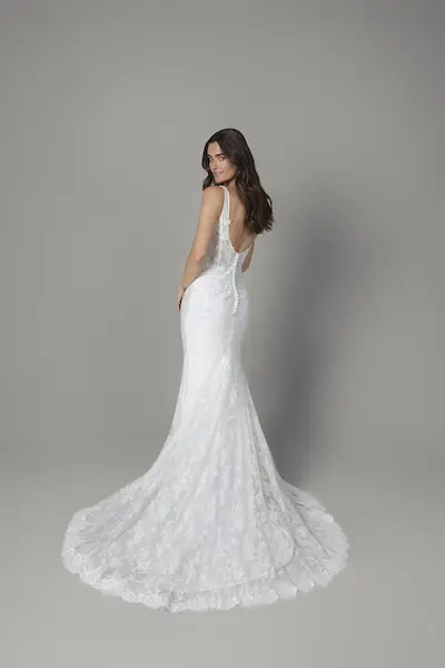women's fit and flare dress with sleeves Lace Fit-and-Flare Wedding Dress main image 0