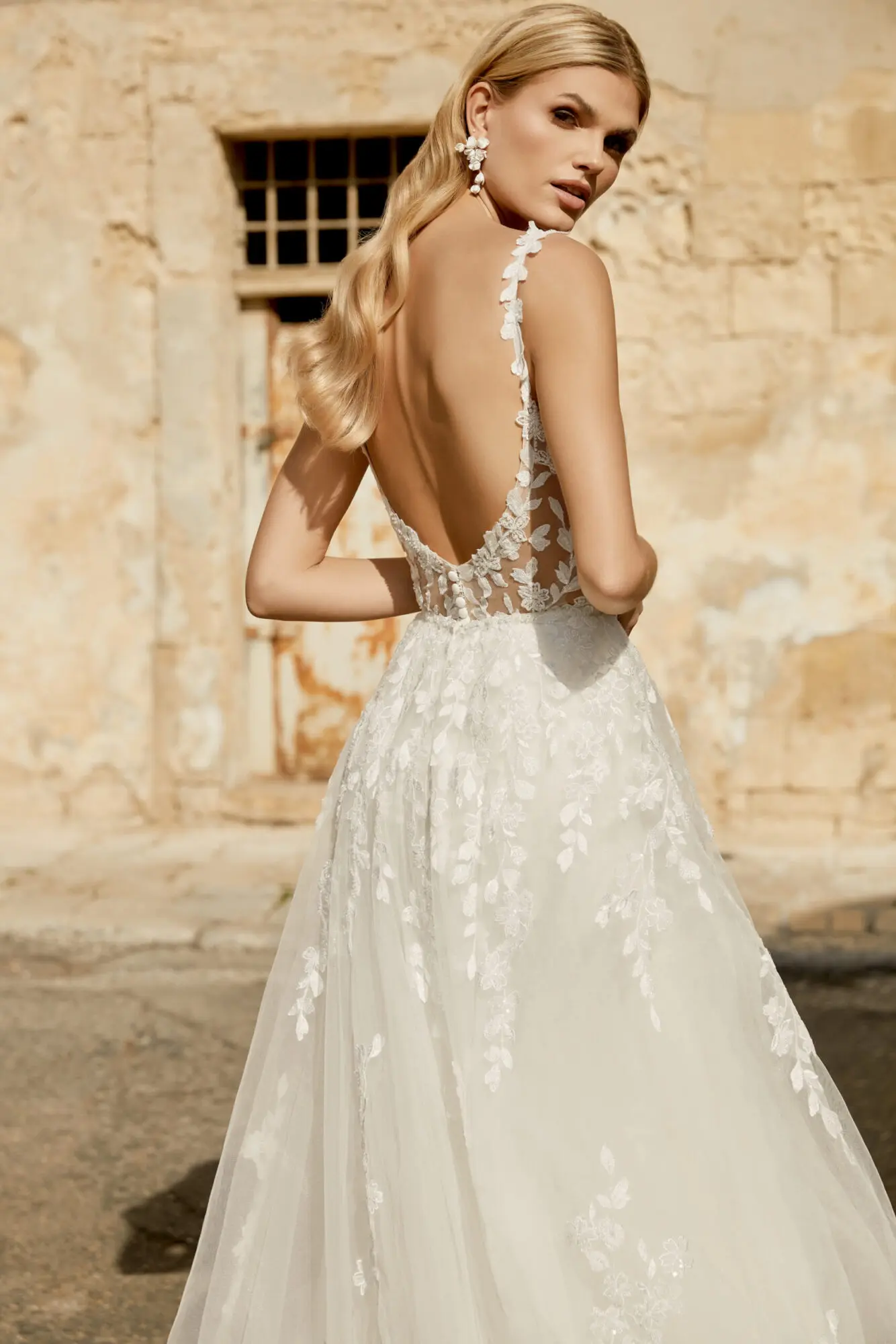 bustier fit and flare dress Davinci Bridal 50954 Size 6 Ivory Nude Sheer Corset Beaded Lace Wedding Dress Fit & Flare Bridal Gown main image 1
