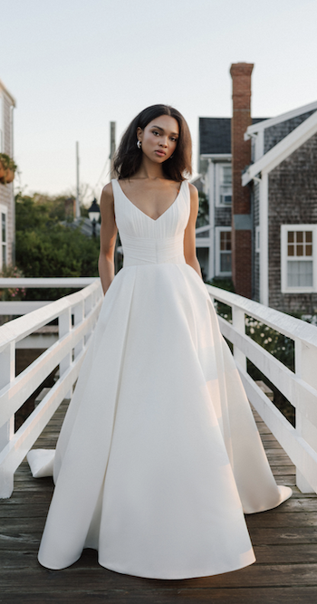 strapless open back dress Judah Scallop Pleated Dress – AMUR main image 1
