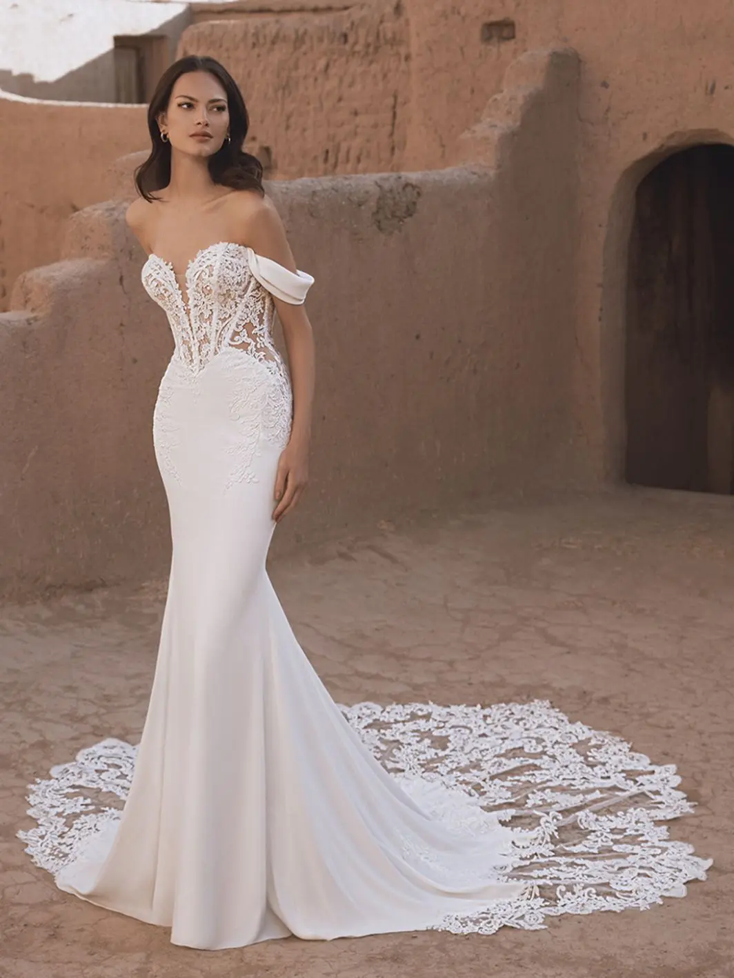 knee length dresses for ladies Lux Wedding Dress with Off Shoulder Straps main image 0