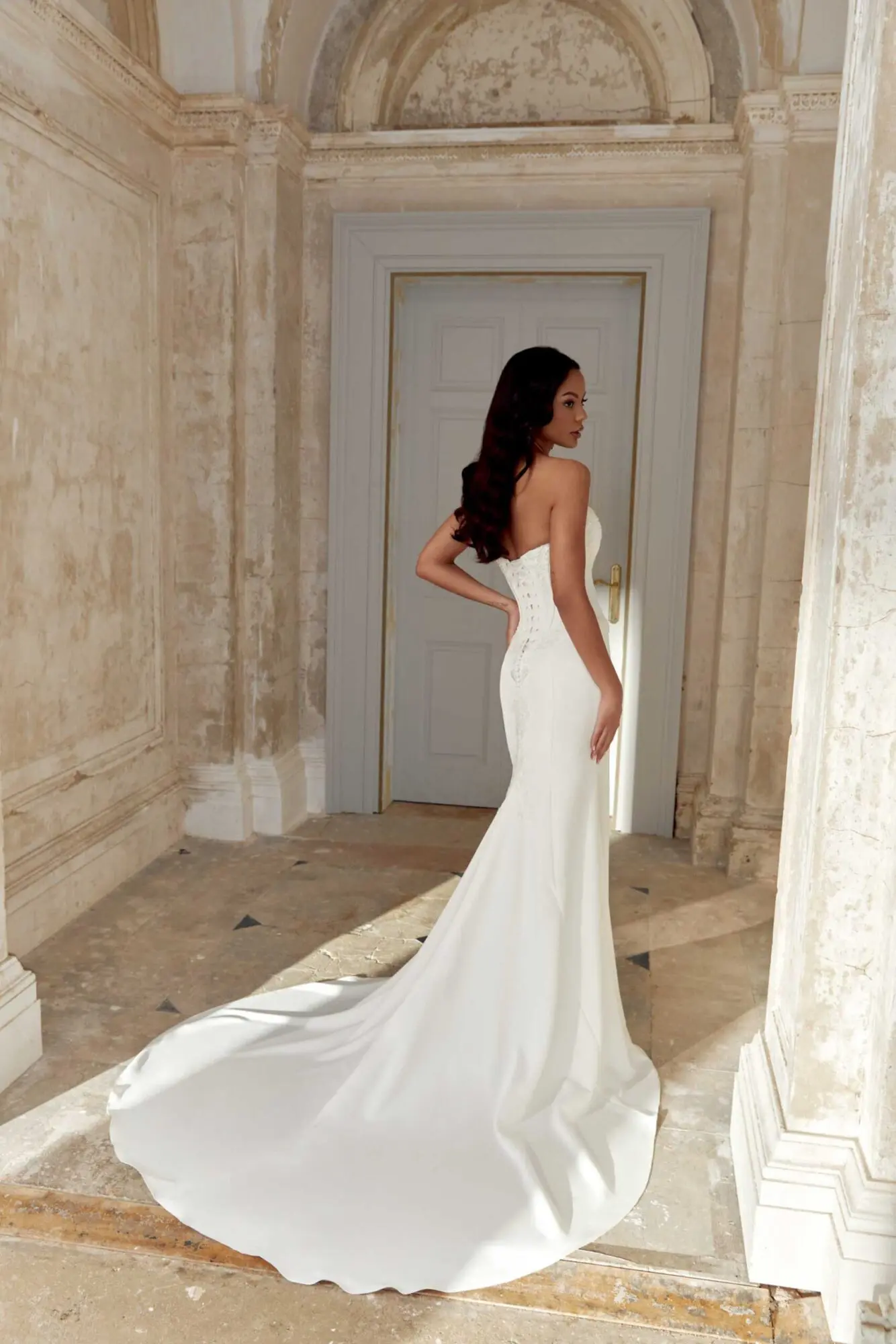 fitted lace wedding dress Satin Strapless A-Line Bridal Gown by Juliet JT2885CW Off White / 8 main image 1
